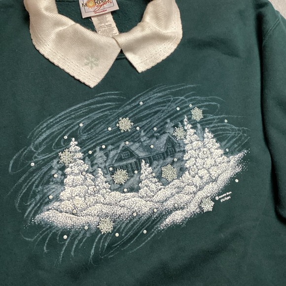 Vintage Morning Sun Sweater Womens Winter 1xl Embroidered Collar 90s Christmas - Picture 6 of 9